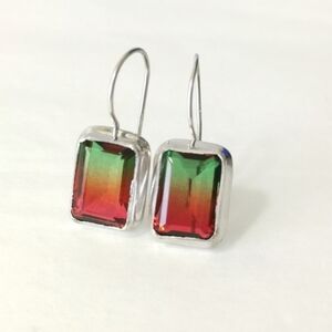 Watermelon tourmaline drop earrings in Sterling Silver 🆕